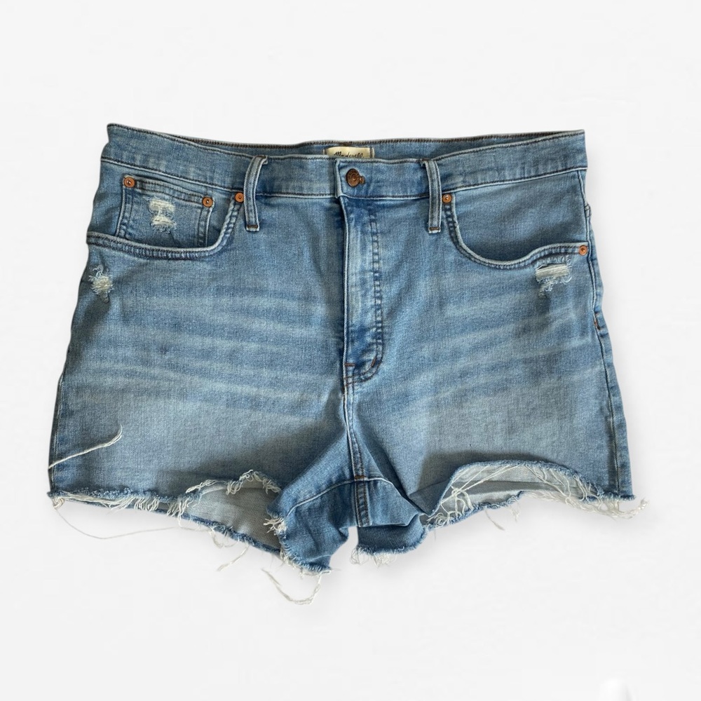 Madewell Distressed light Blue Jean Shorts with Frayed Hem size 33